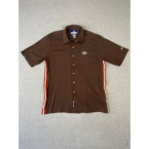 Vintage Cleveland Browns‎ Shirt Mens L Brown Short Sleeve Button Up Reebok